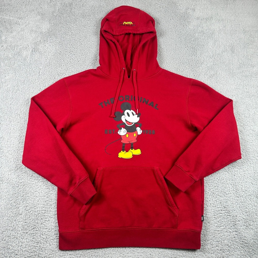 Disney x Vans Mickey Mouse Hoodie Mens Large Red Pullover Collab Sweatshirt